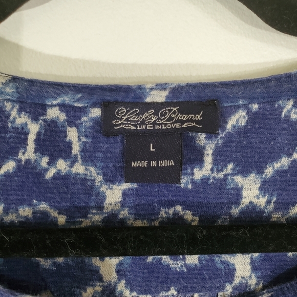 Lucky Brand Embroidered Blouse Top Cotton Red White & Blue Size LARGE - Picture 5 of 5